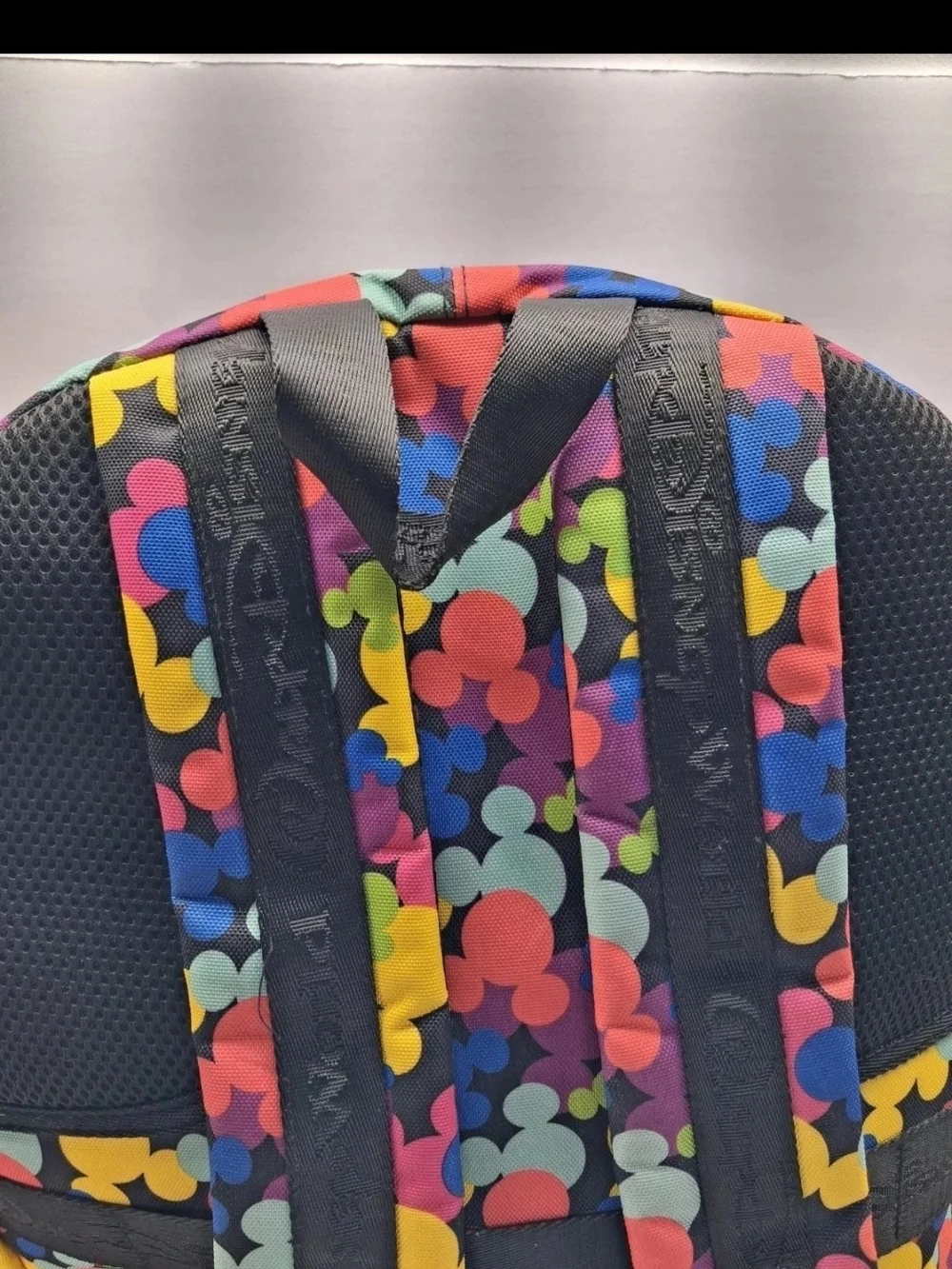 Disney Multicolor Mickey Silhouette Kids Backpack with Blue Trim
